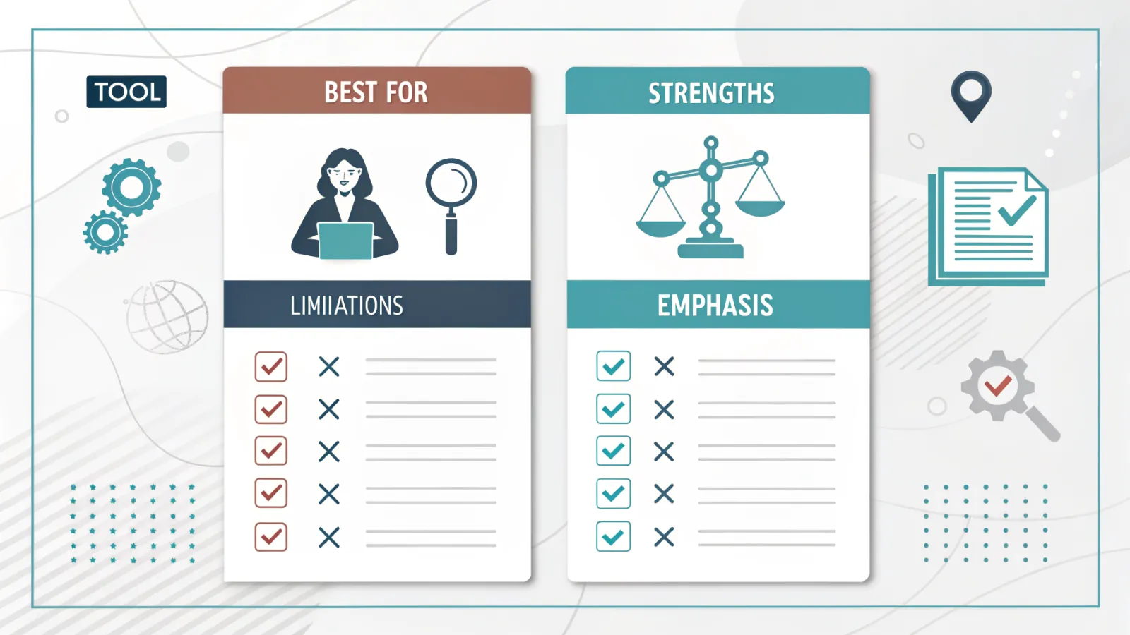 Comparison image of AI tools for work, with labelled columns covering best use, strengths and limitations.